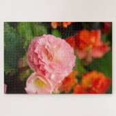 Delikate rosa Blume nach Regen Puzzle (Horizontal)