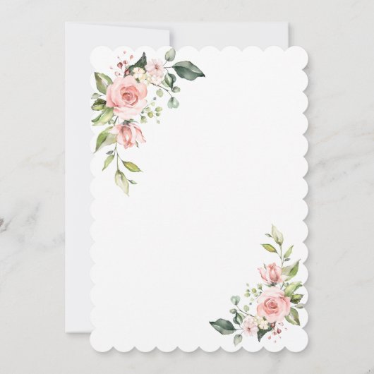 Delikate rosa Blume überqueren Goldtaufe Einladung (Rückseite)