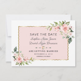 Delikate Rosa Blush Blume Goldrahmen Hochzeit Save The Date