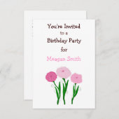 Delikate rosa Chrysanthema Geburtstagseinladung Einladung (Vorne/Hinten)