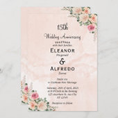 Delikate rosa Creme florale Hochzeit Jahrestag Einladung (Vorne/Hinten)