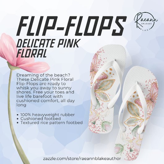 Delikate rosa florale Flip Flops Badesandalen