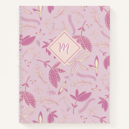 Delikate rosa Florals und Bows Notizblock