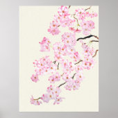 Delikate Rosa Kirschblüte Aquarell 2024 Poster (Vorne)