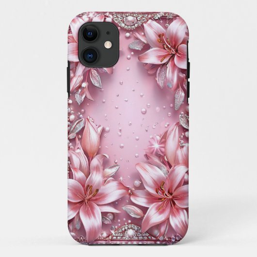 Delikate rosa Lilien Case-Mate iPhone Hülle (Rückseite)
