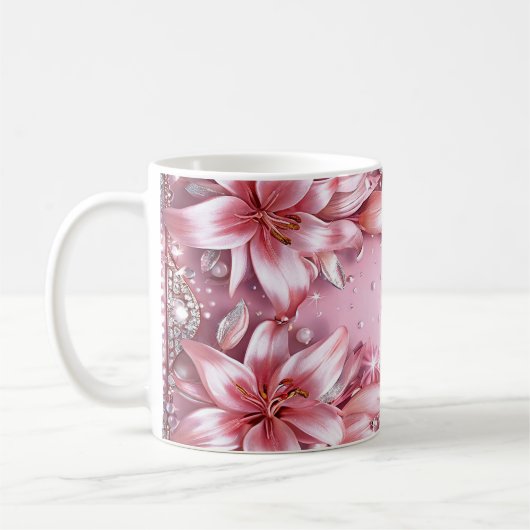 Delikate rosa Lilien Kaffeetasse (Links)