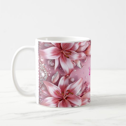 Delikate rosa Lilien Kaffeetasse (Links)