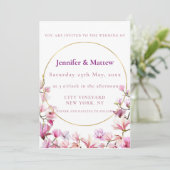Delikate rosa Magnolia Custom Wedding Einladung (Stehend Vorderseite)