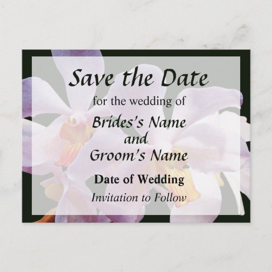 Delikate rosa Orchideen Rett tge Datum Ankündigungspostkarte (Vorderseite)