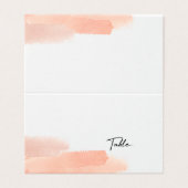 Delikate rosa Pinsel Blush Hochzeitstisch Platzkar (Außenseite Aufgefaltet)