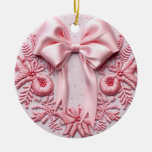 Delikate Rosa Ribbon Stickerei Keramik Ornament