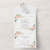 Delikate Rosa Rosa Blume Gold Frame All In One Einladung (Innen Boden)