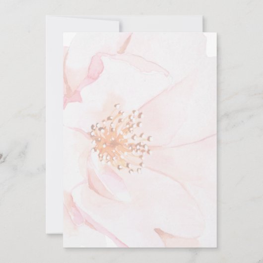 Delikate Rosa Rose und Gold Hochzeit Einladung (Rückseite)