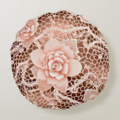 Delikate rosa Rosenleder rund gezogenes Kissen (Rückseite)