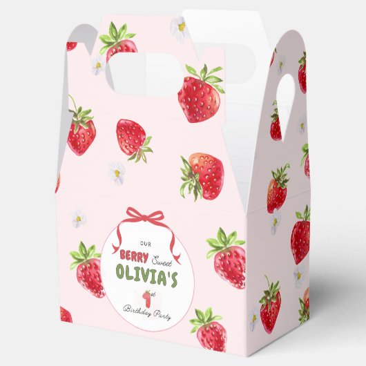 Delikate Rosa Wasserfarbe Erdbeere Erstgeburt Geschenkschachtel (Geöffnet)