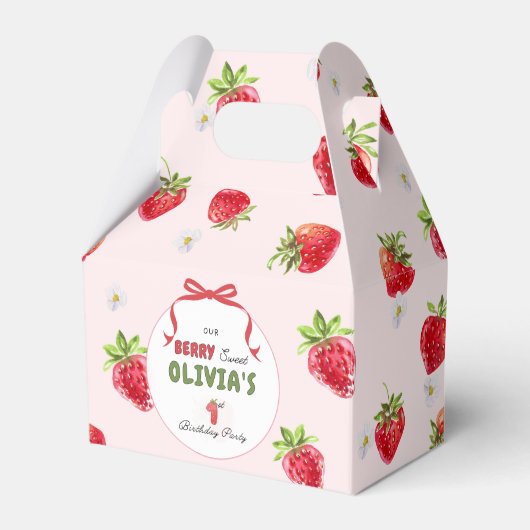 Delikate Rosa Wasserfarbe Erdbeere Erstgeburt Geschenkschachtel (Vorderseite)
