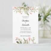 Delikate Rosa Wildblumen Chic Botanische Hochzeit Einladung (Stehend Vorderseite)