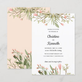 Delikate Rosa Wildblumen Chic Botanische Hochzeit Einladung