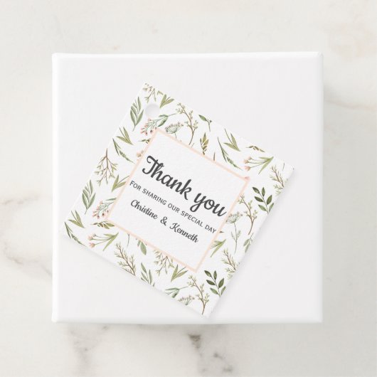 Delikate rosa Wildblumen danke Ihnen Hochzeit Geschenkanhänger (Beispiel)