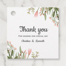 Delikate rosa Wildblumen danke Ihnen Hochzeit Geschenkanhänger