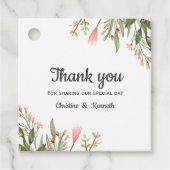 Delikate rosa Wildblumen danke Ihnen Hochzeit Geschenkanhänger (Vorderseite)