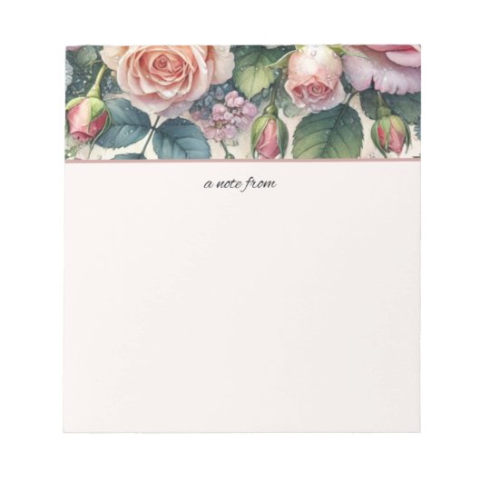 Delikate Rose Blumennoten aus Notepad Notizblock (Vorderseite)