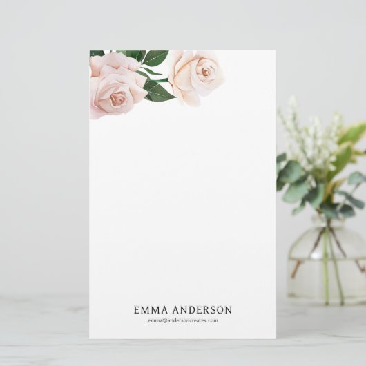 Delikate Rose Briefpapier (Stehend Vorderseite)