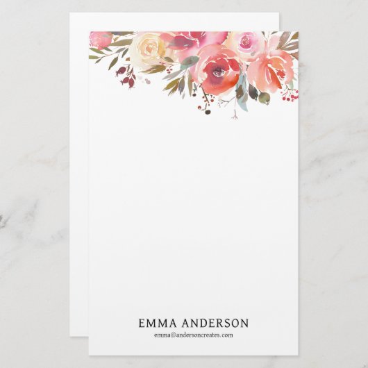 Delikate Rose Briefpapier (Vorne/Hinten)