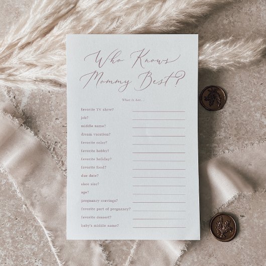 Delikate Rose, die Mommy Best Trivia Game kennt Flyer