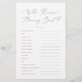 Delikate Rose, die Mommy Best Trivia Game kennt Flyer (Vorne)