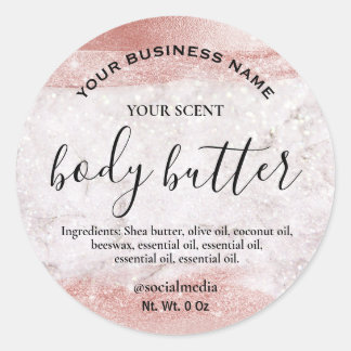 Delikate Rose Gold Body Butter Labels Runder Aufkleber