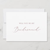 Delikate Rose Gold Bridesmaid Vorschlag Card Einladung (Vorderseite)