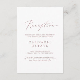Delikate Rose Gold Calligrafy Empfang Begleitkarte