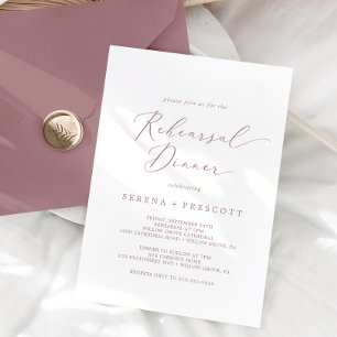 Delikate Rose Gold Calligrafy Probe Dinner Einladung