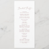 Delikate Rose Gold Calligrafy Wedding Programm (Rückseite)