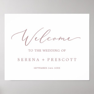 Delikate Rose Gold Calligrafy Wedding Willkommen Poster