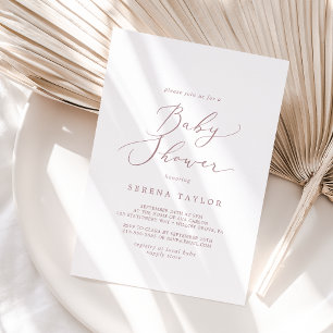Delikate Rose Gold Calligraphy Baby Shower Einladung