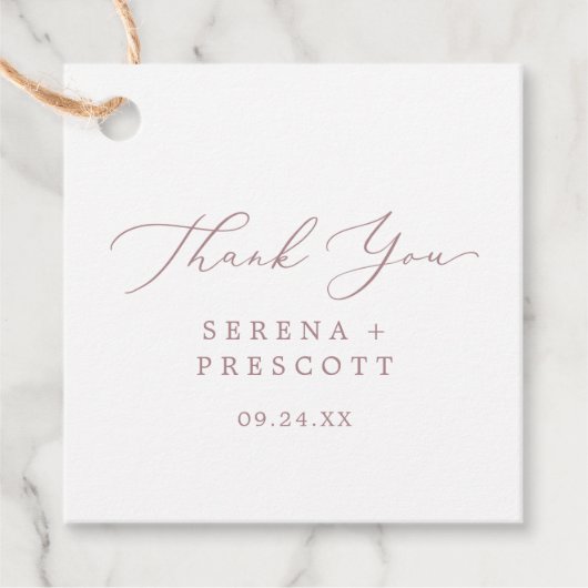 Delikate Rose Gold Calligraphy Vielen Dank Geschenkanhänger (Vorderseite)