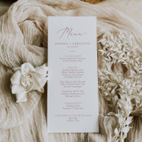 Delikate Rose Gold Calligraphy Wedding Dinner Menu