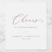 Delikate Rose Gold Cheers Hochzeiten von Weinetike Weinetikett (Einzelnes Label)