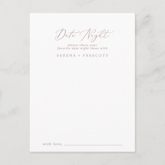 Delikate Rose Gold Date Night Cards Postkarte (Vorderseite)