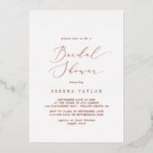 Delikate Rose Gold Foil Calligrafy Brautparty Folieneinladung (Vorderseite)