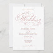 Delikate Rose Gold Foil Script Hochzeit Einladung (Vorderseite)