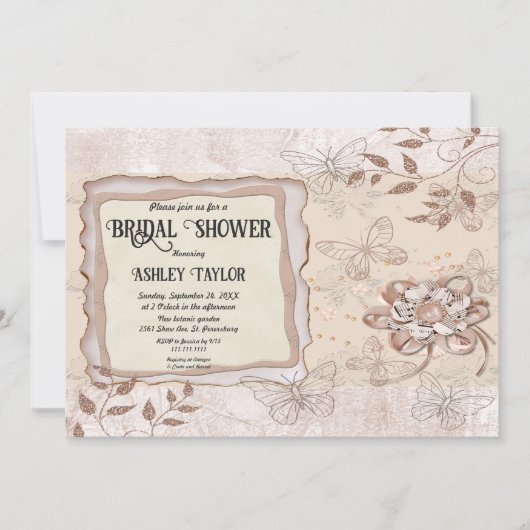 Delikate Rose Gold Glitzer Modernes Brautparty Einladung (Vorderseite)