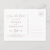 Delikate Rose Gold Horizontal Save the Date Einladungspostkarte (Rückseite)