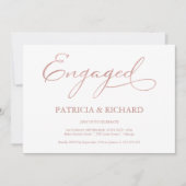 Delikate Rose Gold Script Engagement Party Einladung (Vorderseite)