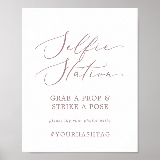 Delikate Rose Gold Selfie Station Hashtag-Zeichen Poster (Vorne)