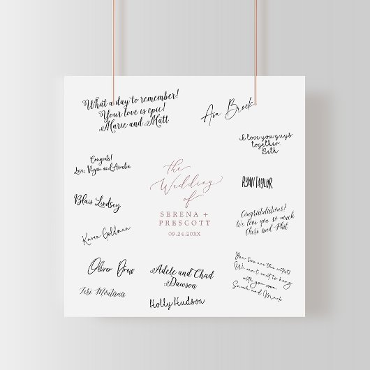 Delikate Rose Gold Wedding Guest Signing Poster