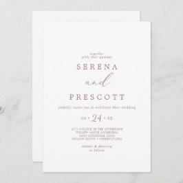 Delikate Rose Goldkalligrafie Lässige Hochzeit Einladung