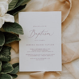 Delikate Rose Goldkalligrafie Taufe Einladung